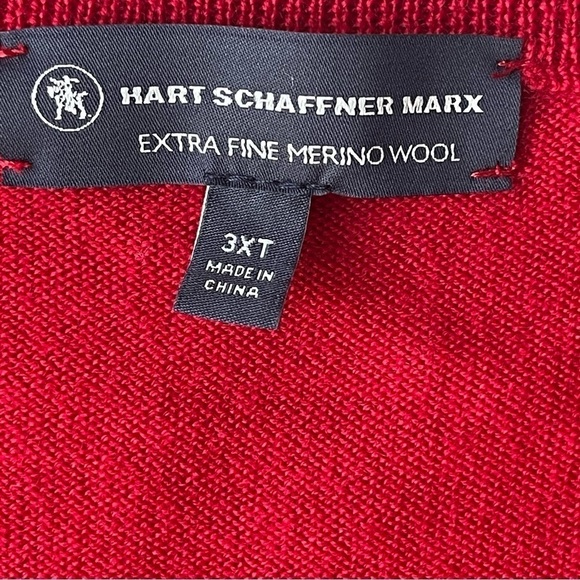 Hart Schaffner Marx Men’s Size 3XLT Tall Merino Wool Sweater Vest Red NWT - Picture 2 of 5